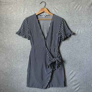 Cotton Candy LA Navy & White Stripe Women's Mini Wrap Dress Small